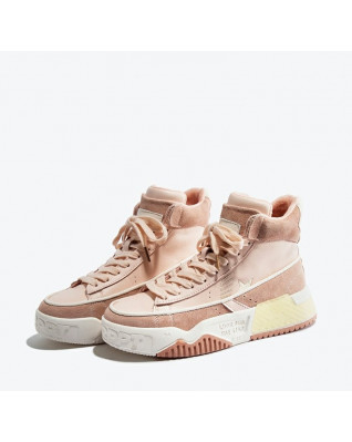 New all-match girls pink high-top shoes women's all-match fashion simple thick-soled plush casual shoes