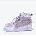 The new warm cotton shoes women's winter flat plus velvet soft bottom shoes wool fashion high top shoes