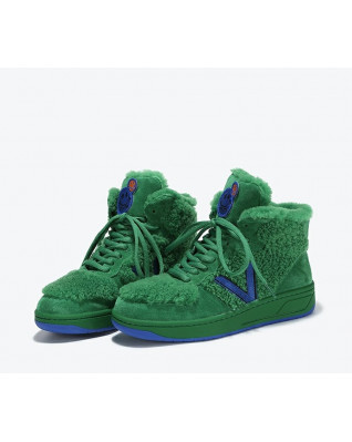 New wool high-top sneakers plus velvet casual shoes warm fur shoes