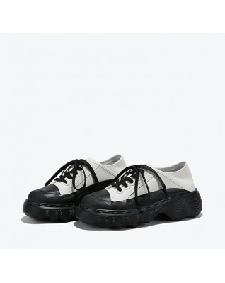 New color-block leather sports casual platform shoes