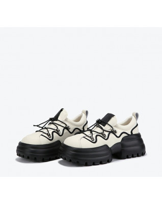 New elastic band heightened cowhide muffin fashion casual women's shoes