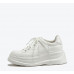 New style cowhide heightened preppy style breathable white shoes