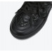 New rhombus leather lace-up black sneakers