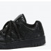 New rhombus leather lace-up black sneakers