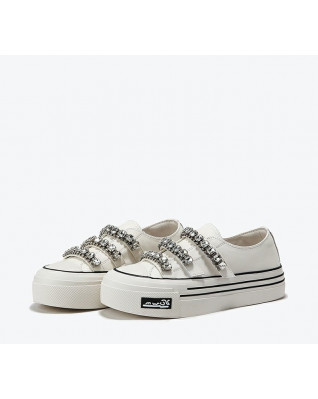 New rhinestone Velcro small white shoes