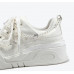 New style cowhide pearl chain white casual sneakers