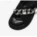 Thick Sole Rhinestone Chain Casual Beach Shoes