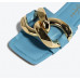 New blue all-match square toe fashion slippers for women