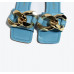 New blue all-match square toe fashion slippers for women