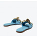 New blue all-match square toe fashion slippers for women